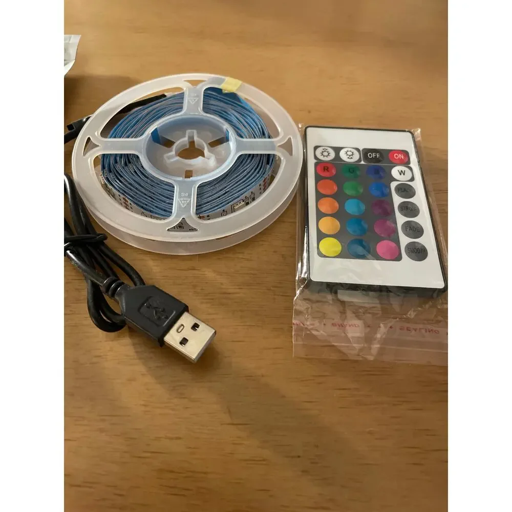 New LED Lights Strip USB Cable and Remote Multi Colors Flash Strobe Fade 10’